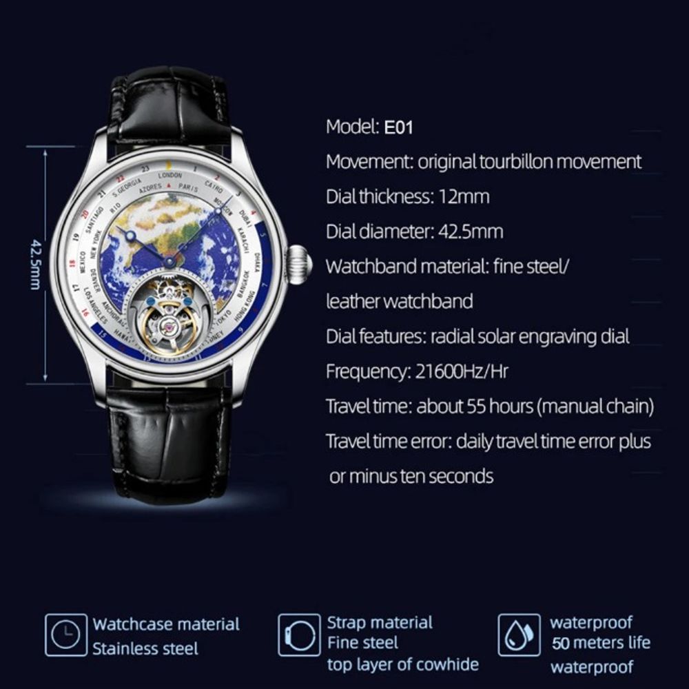 Original Earth Tourbillon Men's Watch with Sapphire Dial