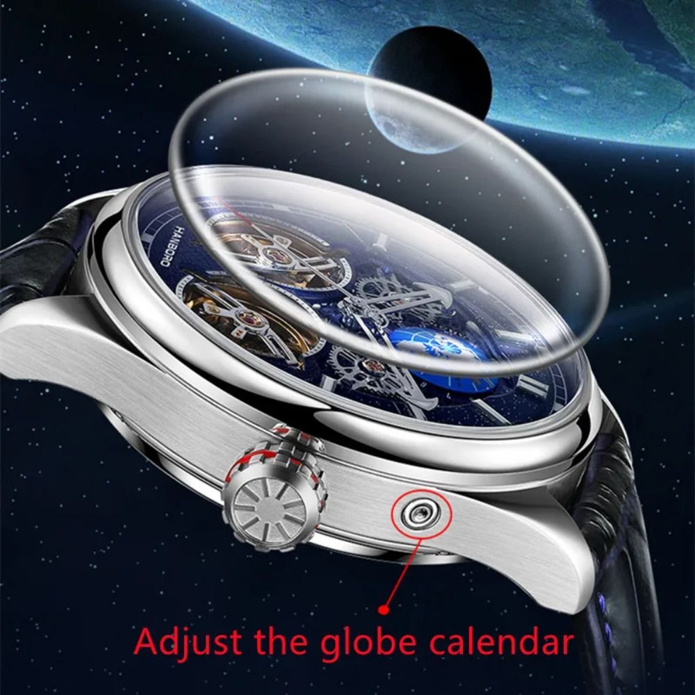 HANBORO Globe Men's Mechanical Wristwatch: Double Flywheel, Top Brand 2022 Trendy