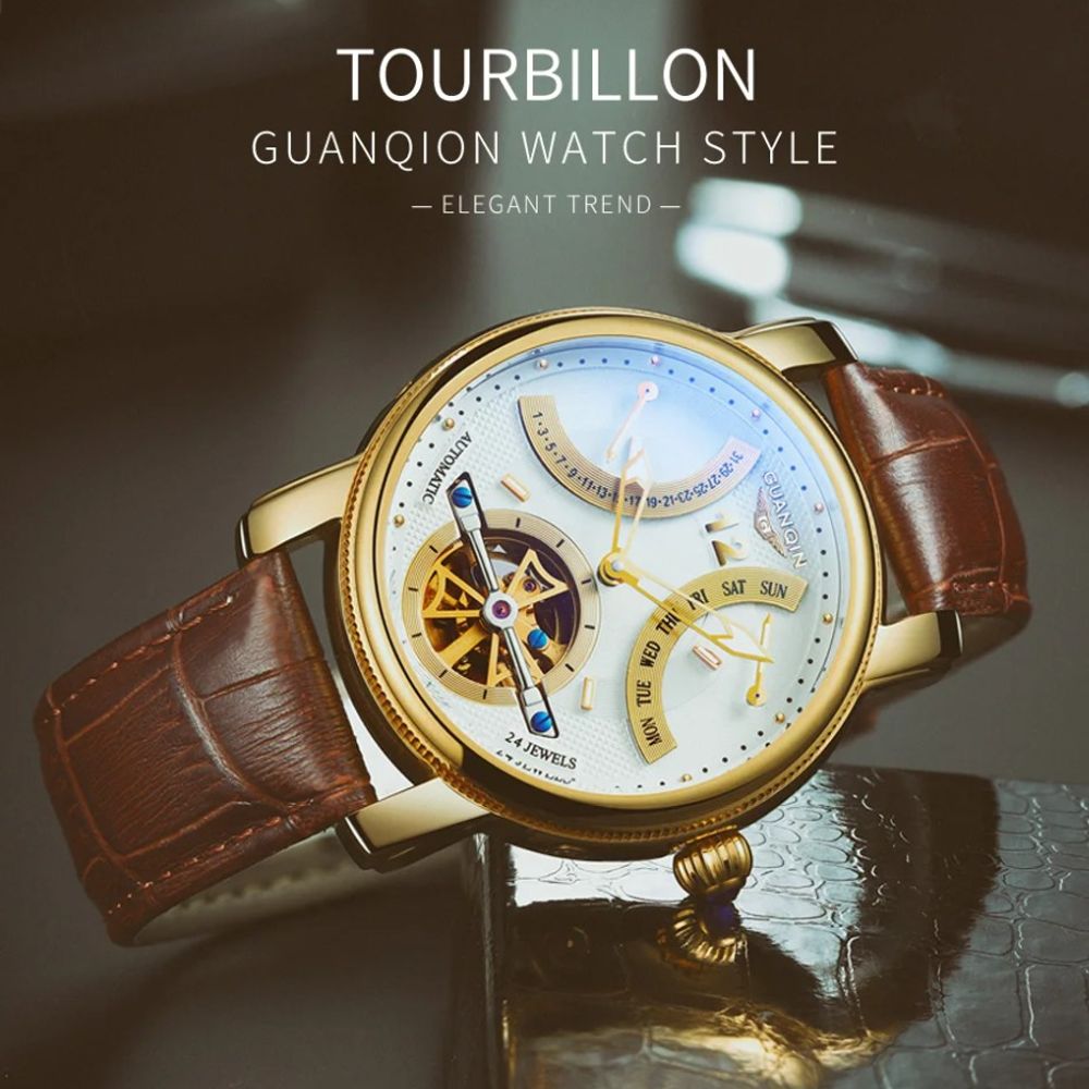 GUANQIN Men Tourbillon Mechanical Luxury Watch