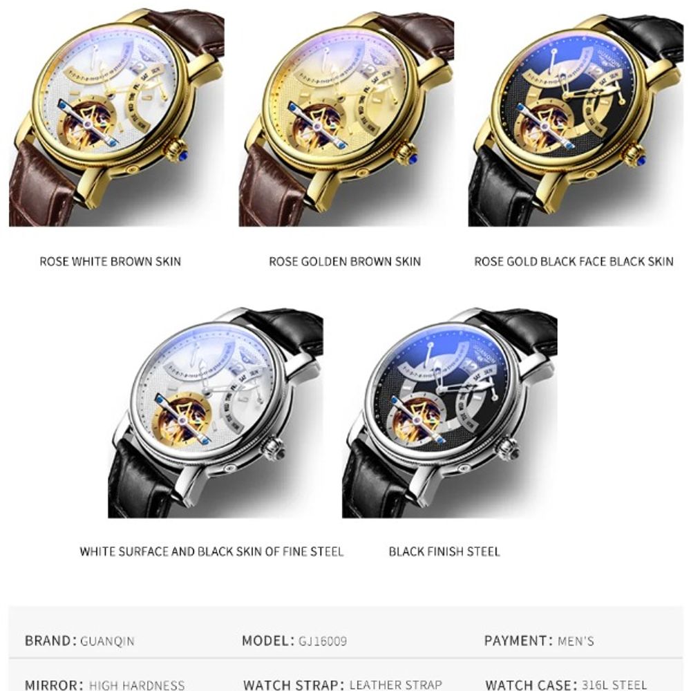 GUANQIN Men Tourbillon Mechanical Luxury Watch