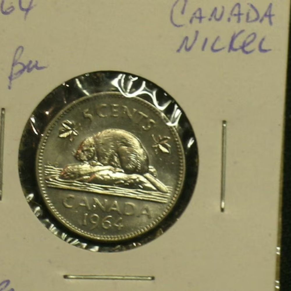 1964 Canada Nickel Brilliant Uncirculated -- Extra Waterline Rare Coin Variety