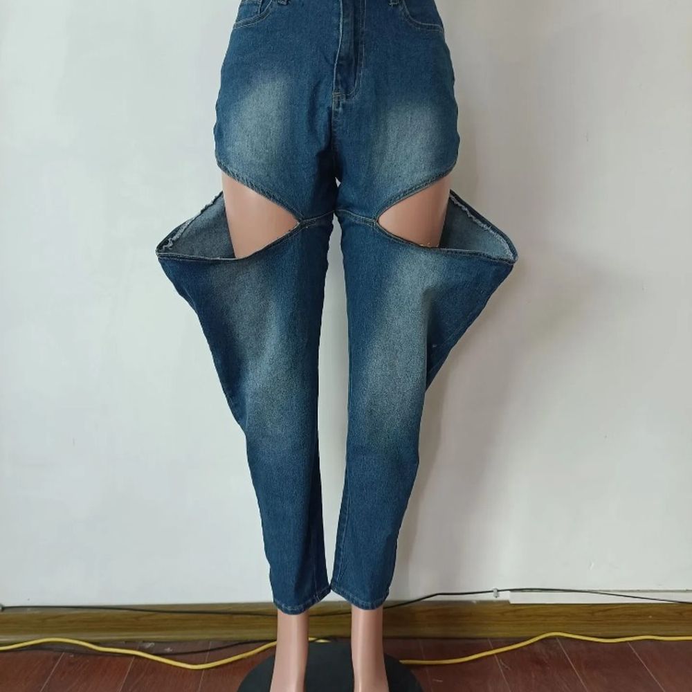 2024 Women Y2K Cargo Jeans Hollow Out Streetwear