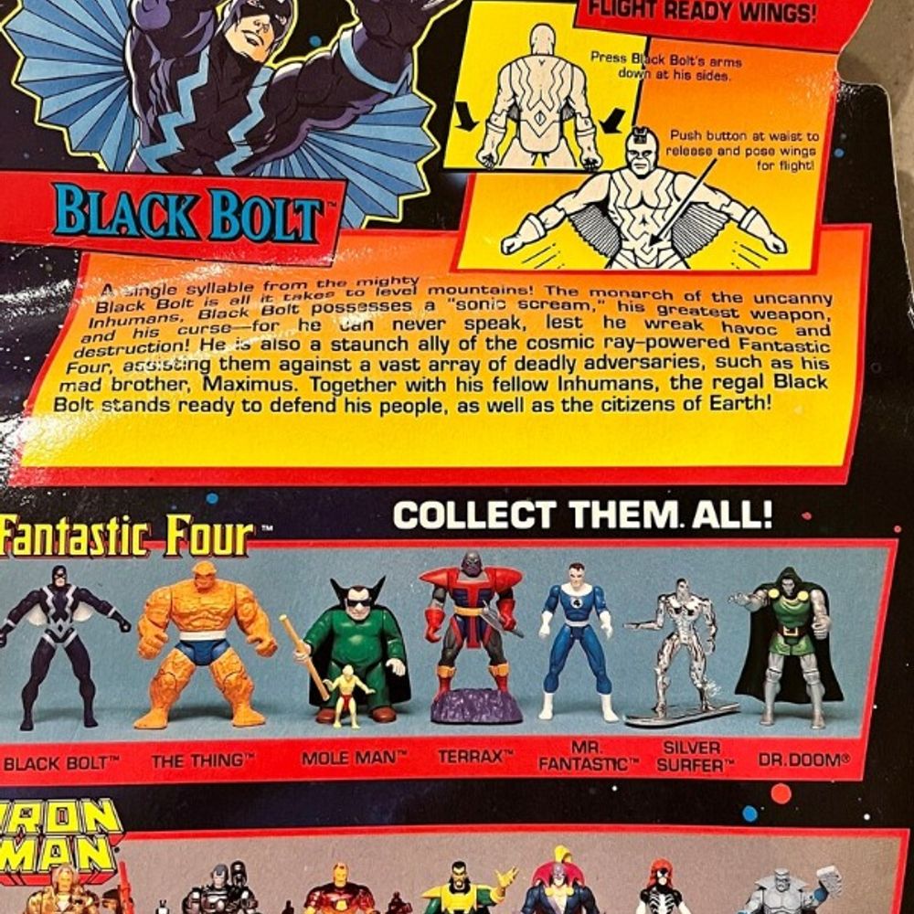 Fantastic Four: Black Bolt | Toy Biz | 1994 | Marvel Comics | Heavy Warping! (Never Opened)