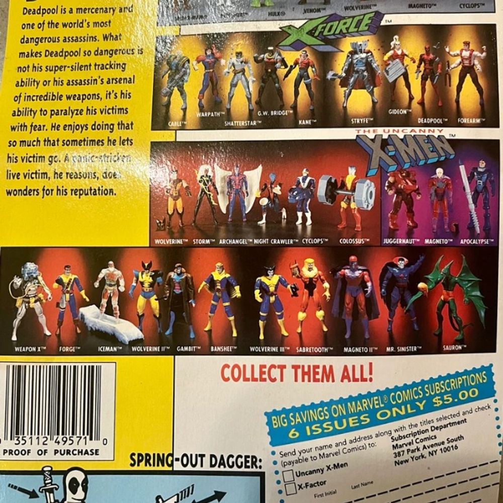 X-Men: X-Force - Deadpool | Spring Dagger | Toy Biz | 1992 | Marvel Comics