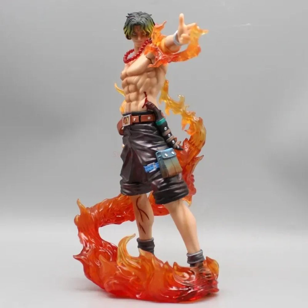 24.5cm One Piece Portgas D Ace Figure: Whitebeard Pirates Finger Gun Statue