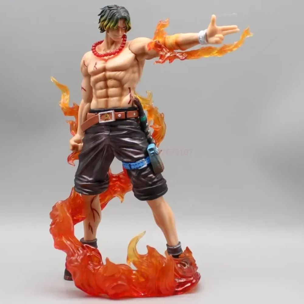 24.5cm One Piece Portgas D Ace Figure: Whitebeard Pirates Finger Gun Statue