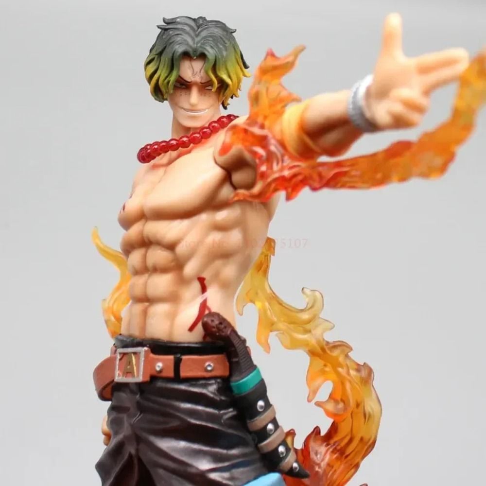 24.5cm One Piece Portgas D Ace Figure: Whitebeard Pirates Finger Gun Statue