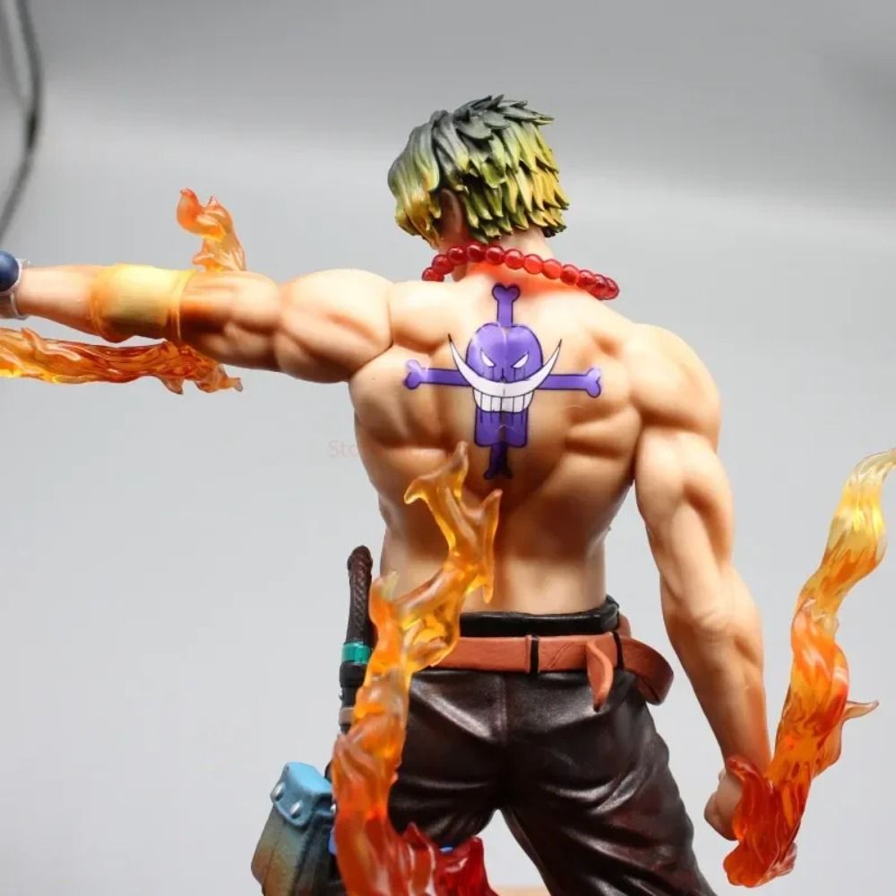 24.5cm One Piece Portgas D Ace Figure: Whitebeard Pirates Finger Gun Statue