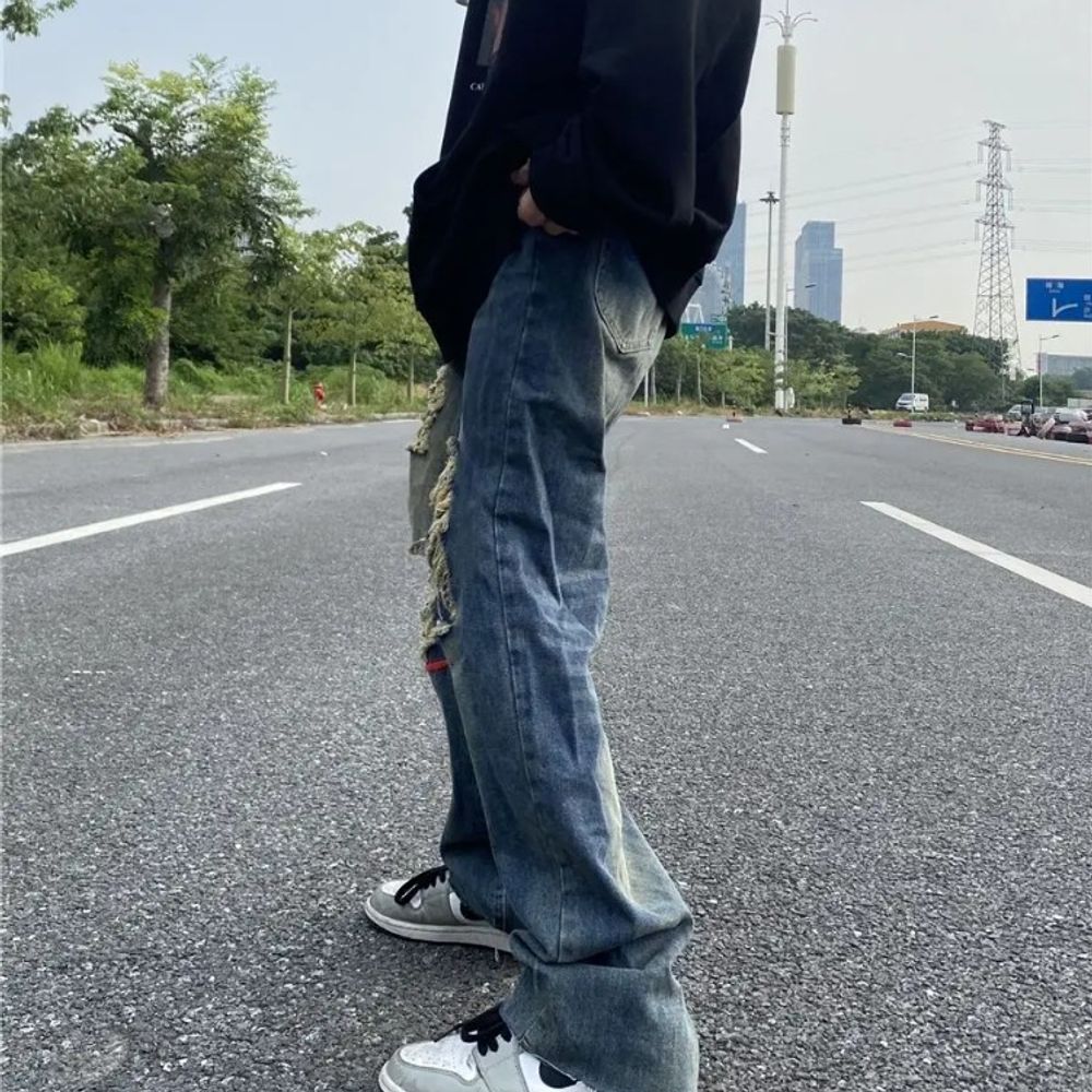 2024 Streetwear Wide Leg Cargo Pants Men's Baggy Jeans for 