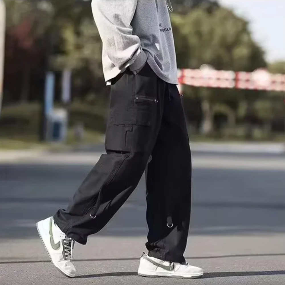 Men's Streetwear Hip Hop Cargo Pants with Multi-Pocket Design