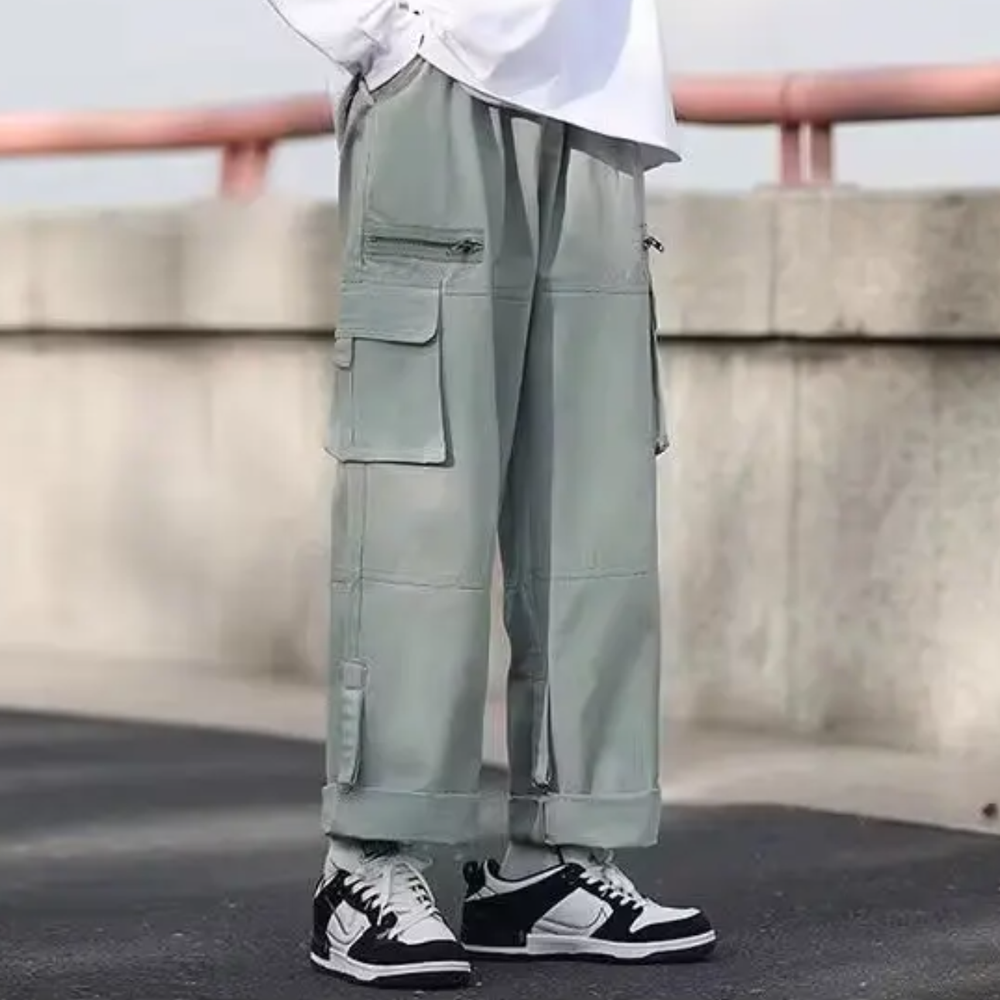 Men's Streetwear Hip Hop Cargo Pants with Multi-Pocket Design