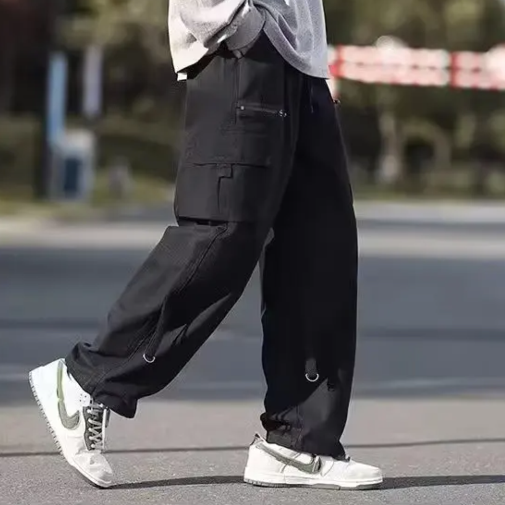 Men's Streetwear Hip Hop Cargo Pants with Multi-Pocket Design