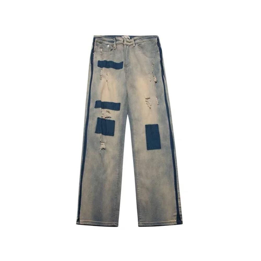 Wide Leg Patchwork Vintage Denim Pants for Men & Women