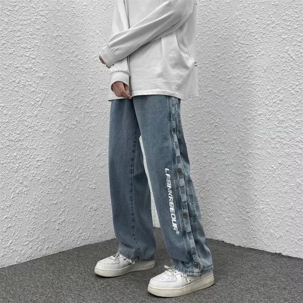 Men's Vintage Baggy Straight Leg Jeans - Korean Fashion Streetwear