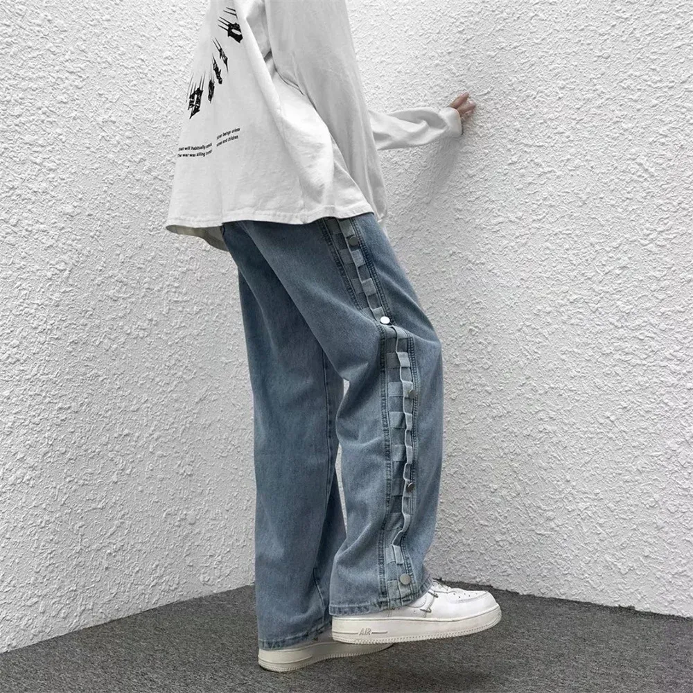 Men's Vintage Baggy Straight Leg Jeans - Korean Fashion Streetwear