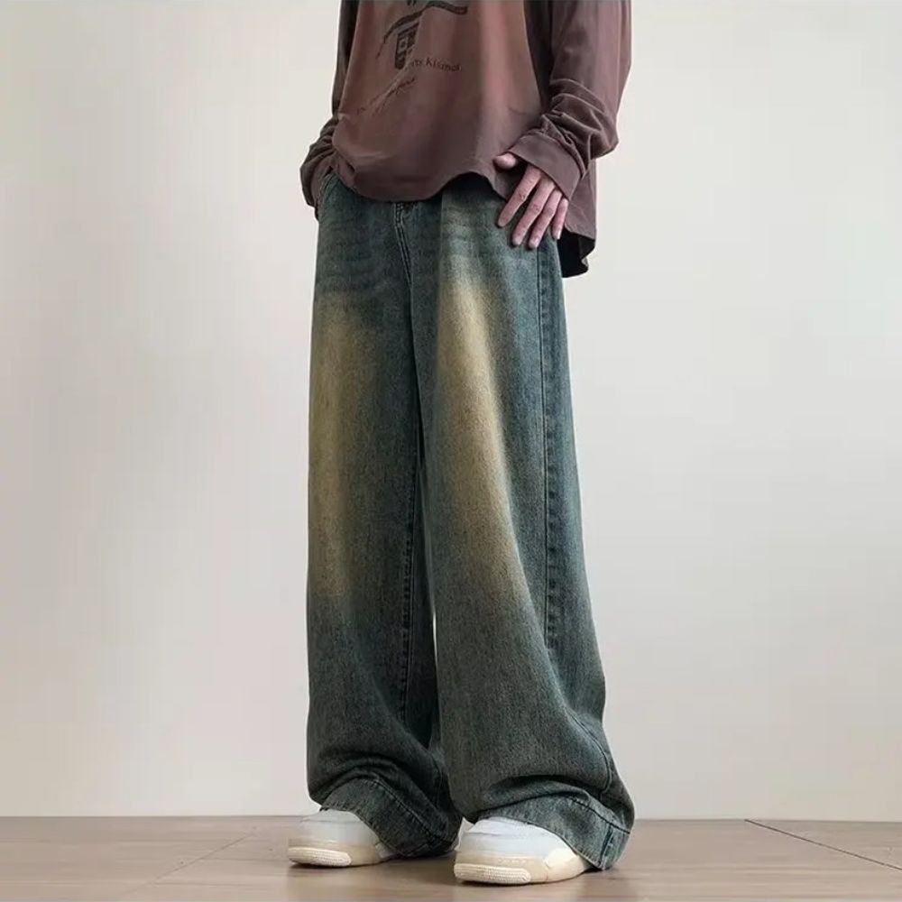 Autumn American Style Korean Street Men's Loose Straight Jeans