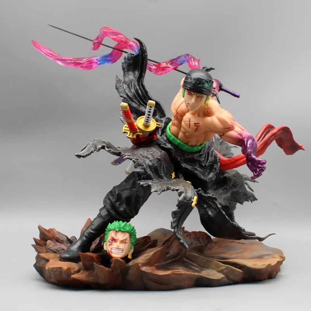 25cm One Piece Roronoa Zoro Figure GK Break Series Double Headed Statue - Professional PVC Action Figurine