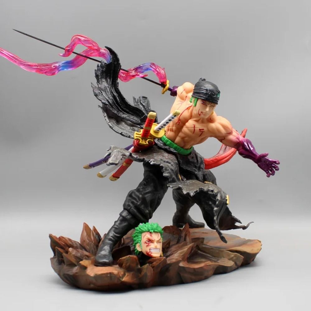 25cm One Piece Roronoa Zoro Figure GK Break Series Double Headed Statue - Professional PVC Action Figurine