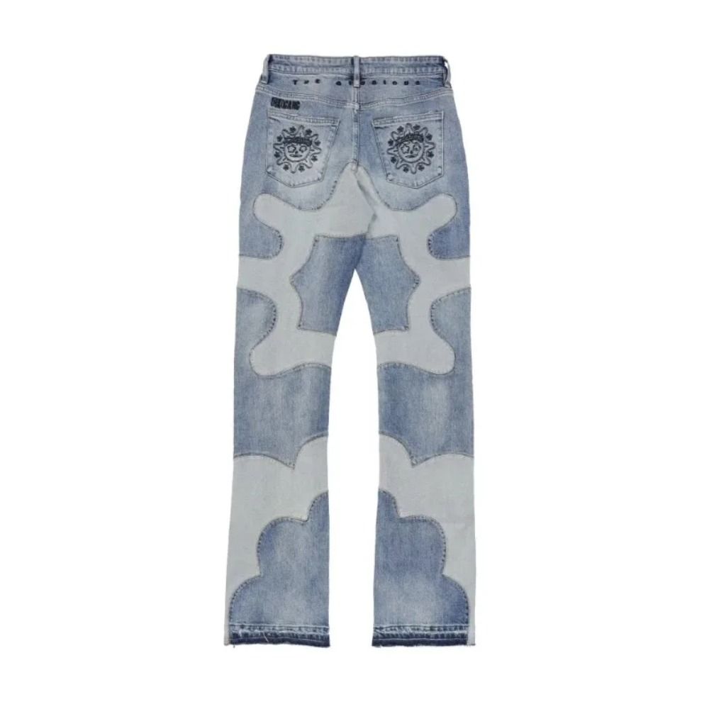 Men's Patchwork Embroidered Y2K Punk Harajuku Straight Leg Denim Jeans