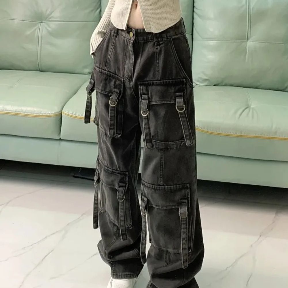 Y2K Street Fashion New Multi-pocket Loose Jeans for Women