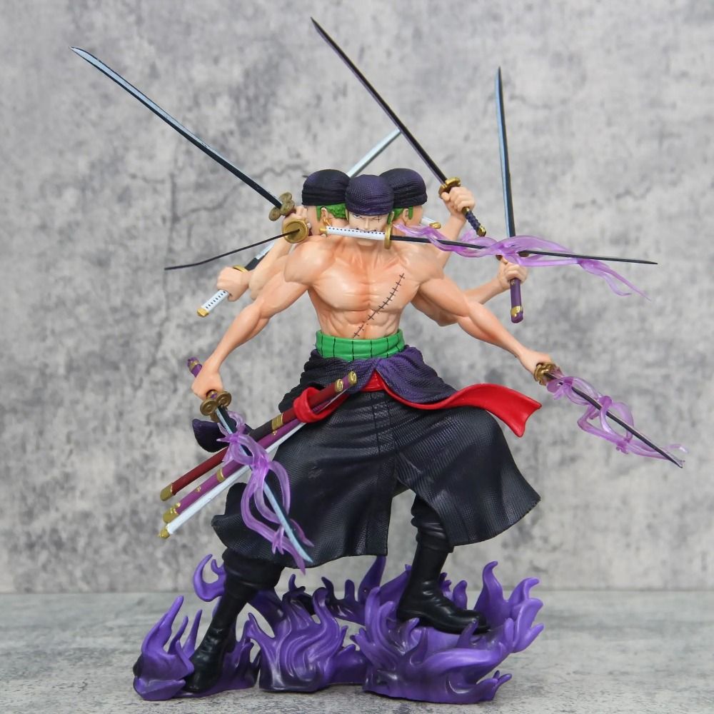 30cm One Piece Roronoa Zoro GK Figure: Island of Ghost Nine Knives Flow Statue