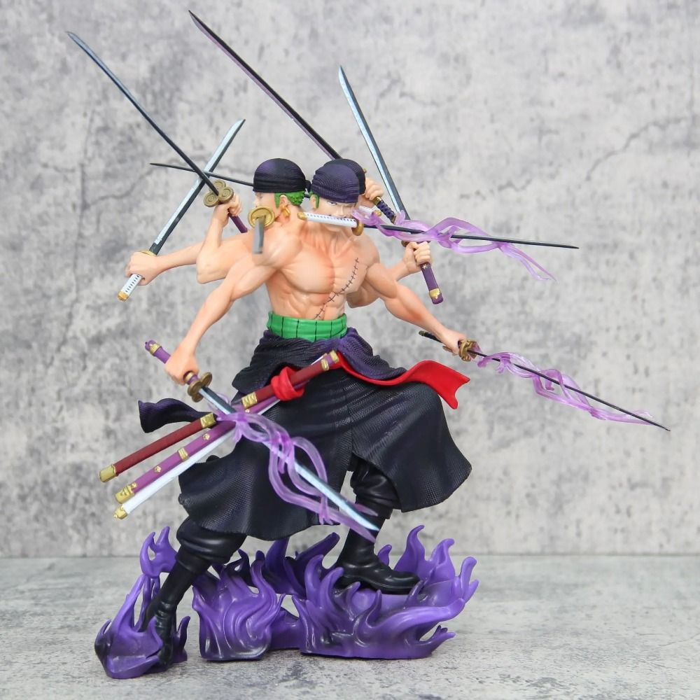 30cm One Piece Roronoa Zoro GK Figure: Island of Ghost Nine Knives Flow Statue