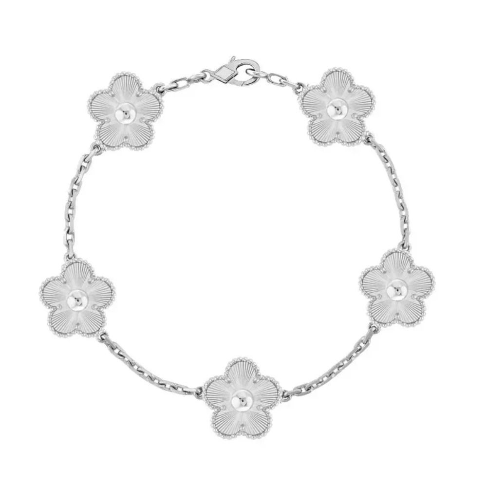 Stainless Steel Five Leaf Clover Bracelet