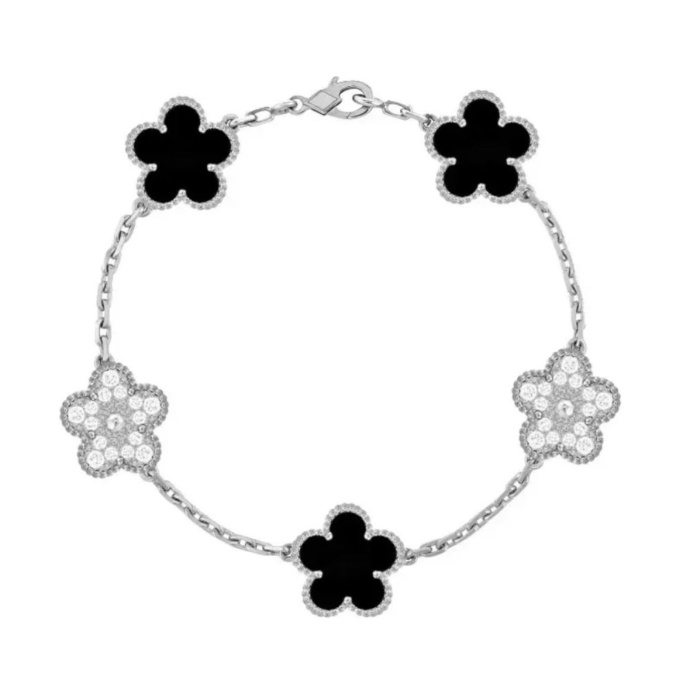 Stainless Steel Five Leaf Clover Bracelet