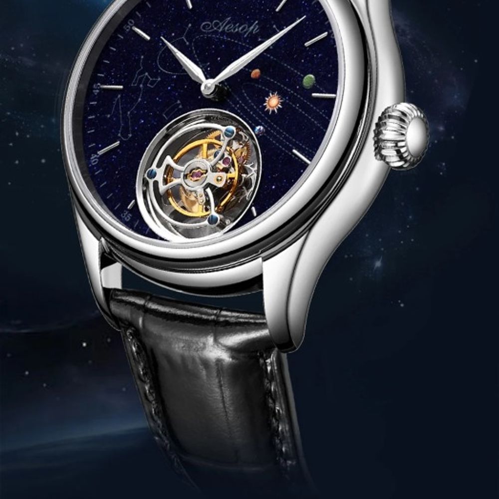 AESOP Flying Tourbillon Mechanical Watch Waterproof 