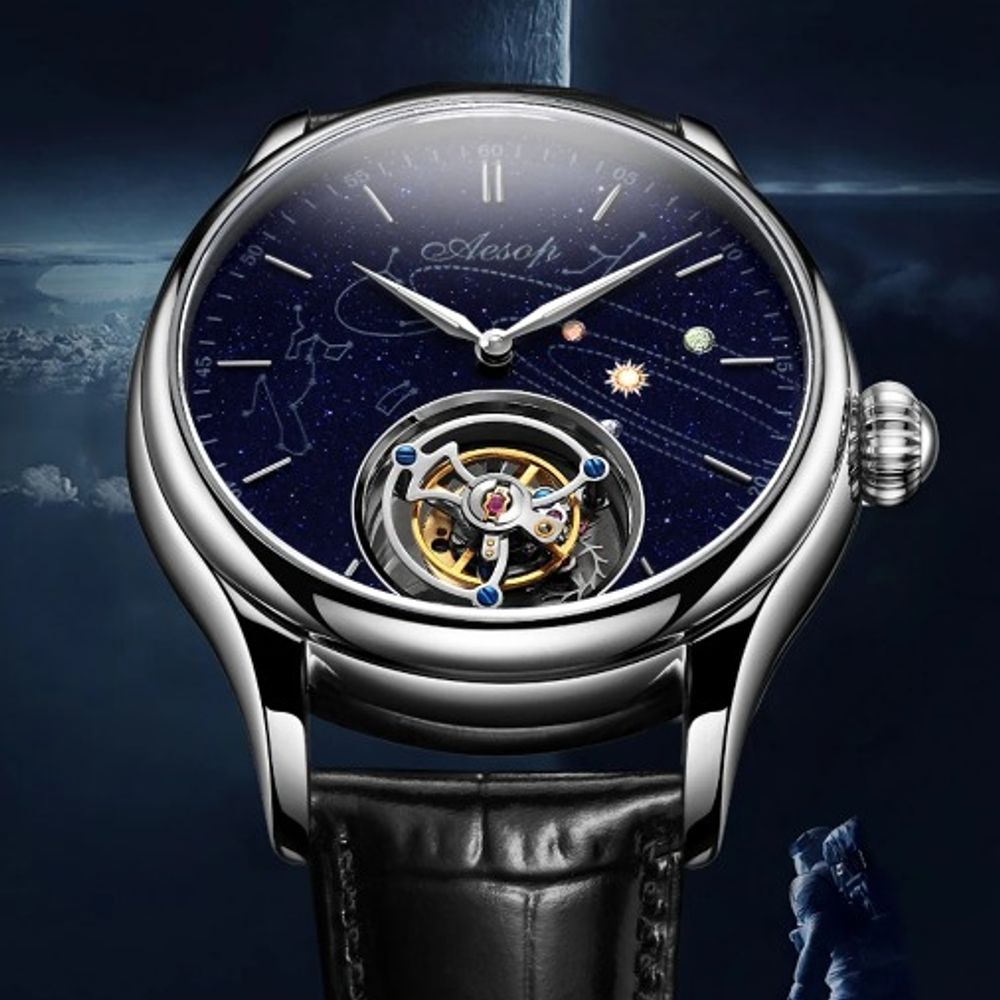 AESOP Flying Tourbillon Mechanical Watch Waterproof 