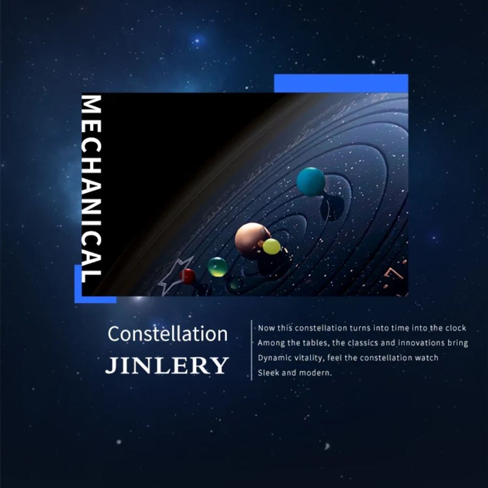 Super Jinlery True Flying Tourbillon Watch: Milky Way Star Sapphire Dial, Luxury Leather Male Mechanical Wrist Watch