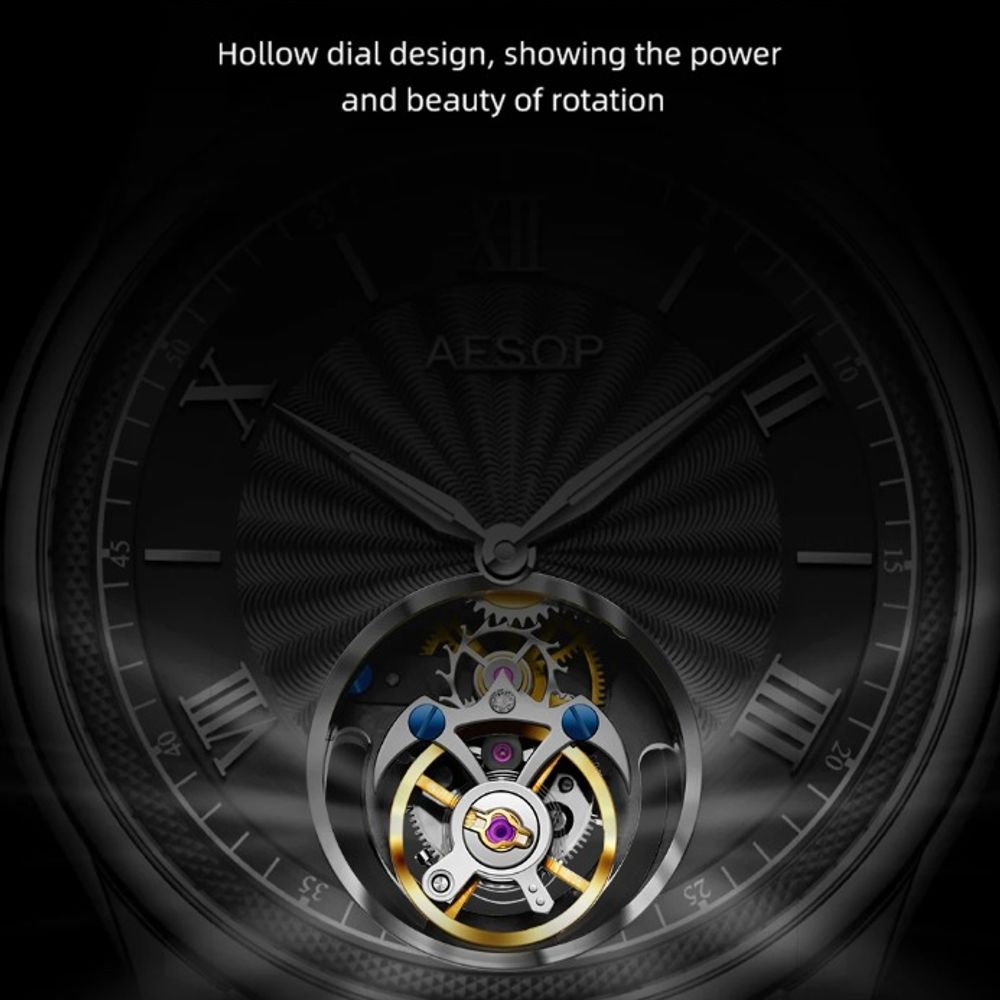 Limited Edition AESOP Real Tourbillon Watches Manual Winding Wristwatches