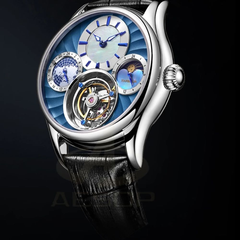 Pindu Real Tourbillon Mechanical Watch Men Luxury Skeleton Multifunctional 