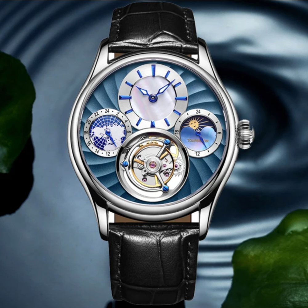 Pindu Real Tourbillon Mechanical Watch Men Luxury Skeleton Multifunctional 