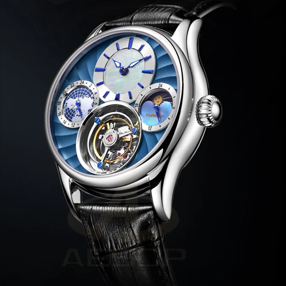 Pindu Real Tourbillon Mechanical Watch Men Luxury Skeleton Multifunctional 