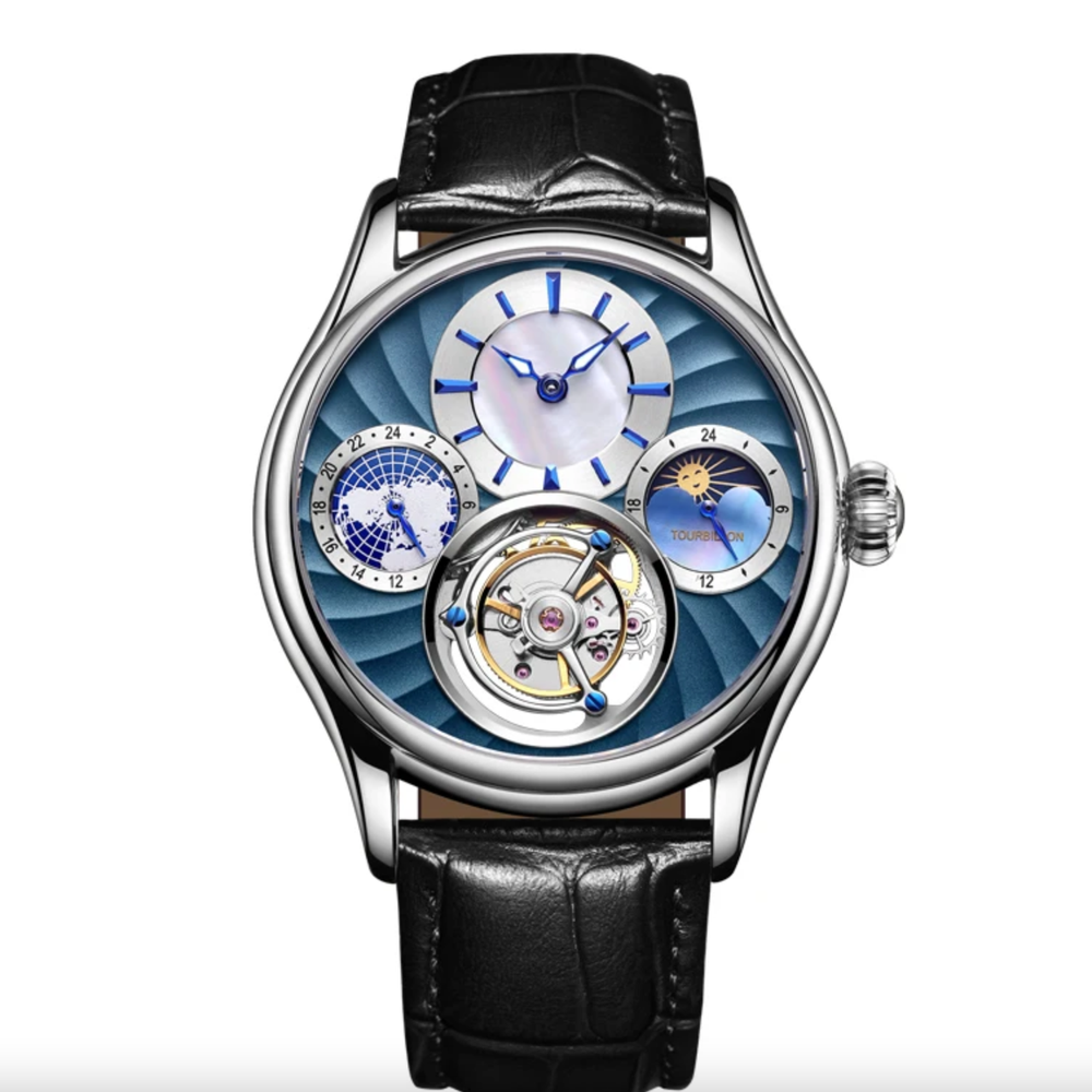 Pindu Real Tourbillon Mechanical Watch Men Luxury Skeleton Multifunctional 