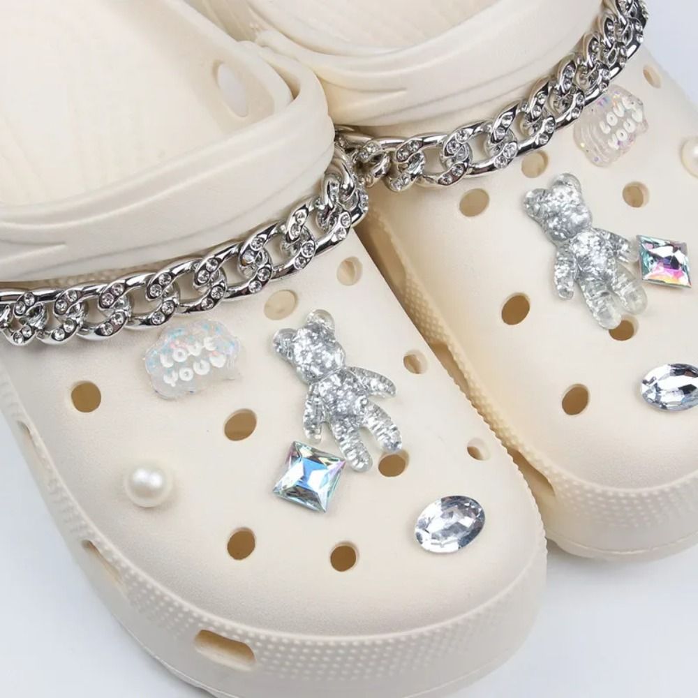 Shoe Charms Diamond Pearl Chain Decoration