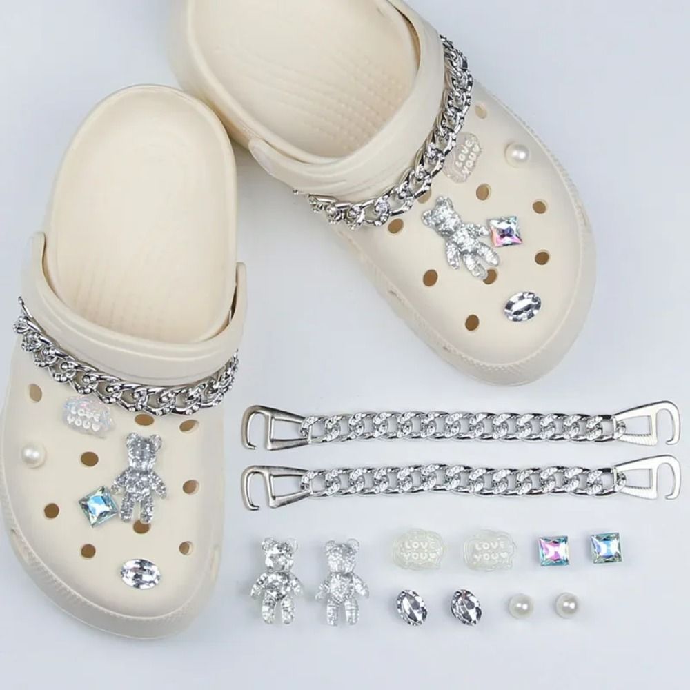 Shoe Charms Diamond Pearl Chain Decoration