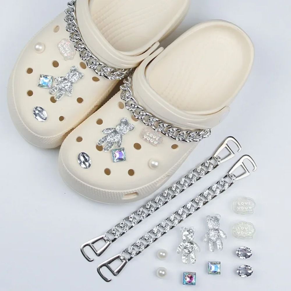 Shoe Charms Diamond Pearl Chain Decoration