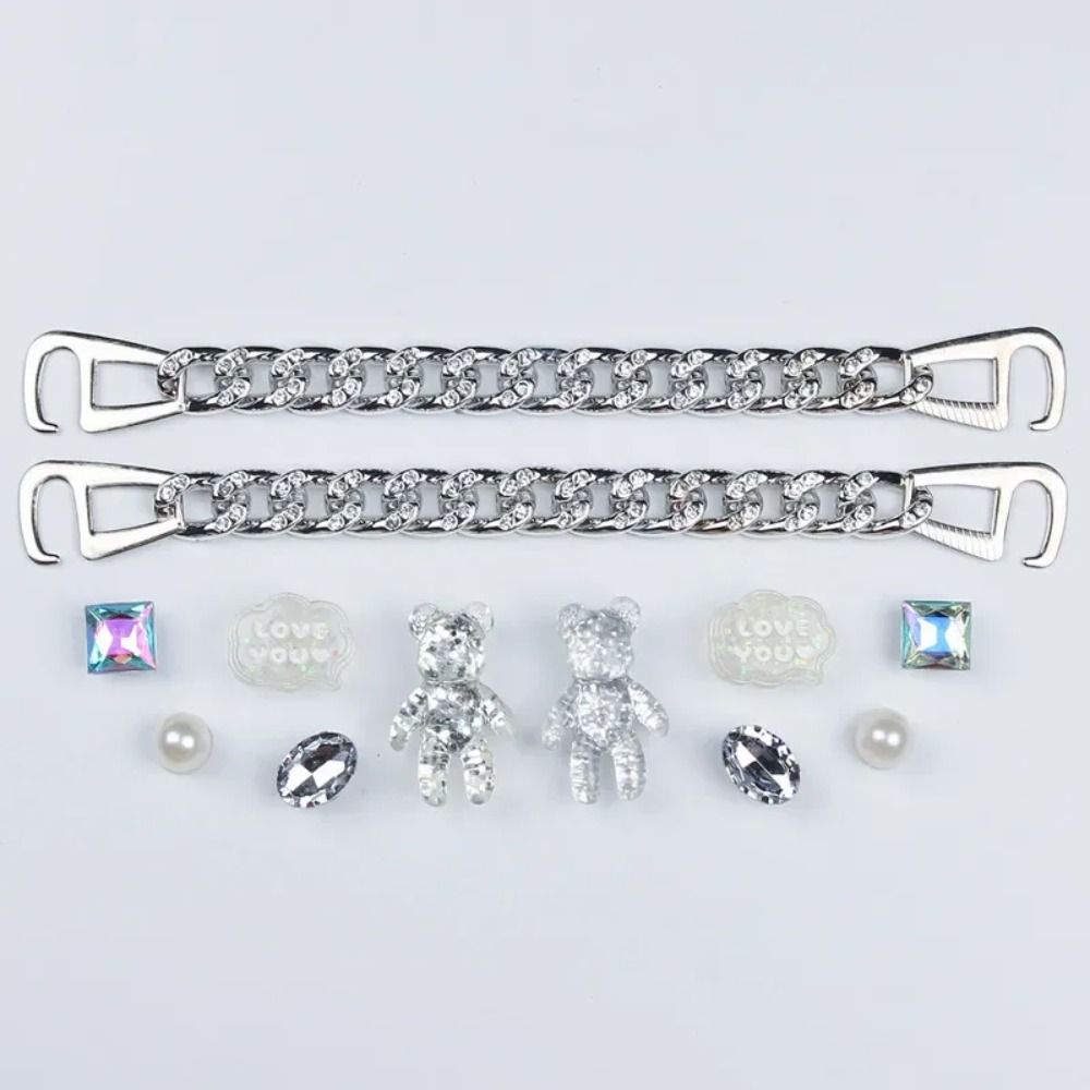 Shoe Charms Diamond Pearl Chain Decoration