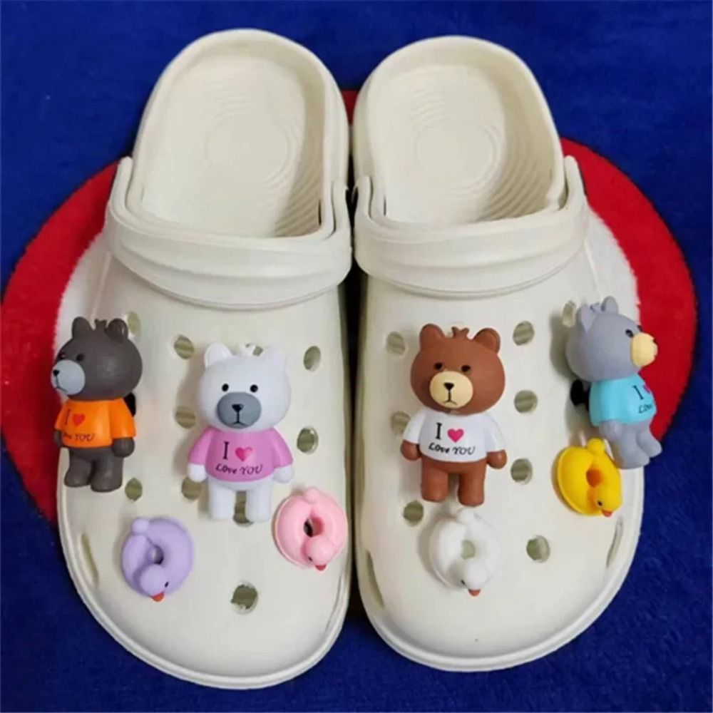 2024 8pcs Love Bear Croc Shoe Charms Novelty