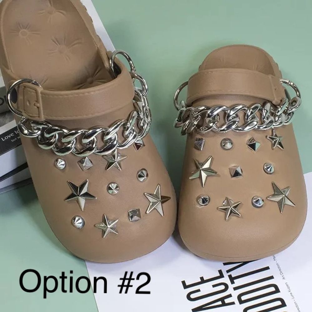 Fashion Metal Rivet Hole Shoe Charms Designer Vintage Clogs Accessories