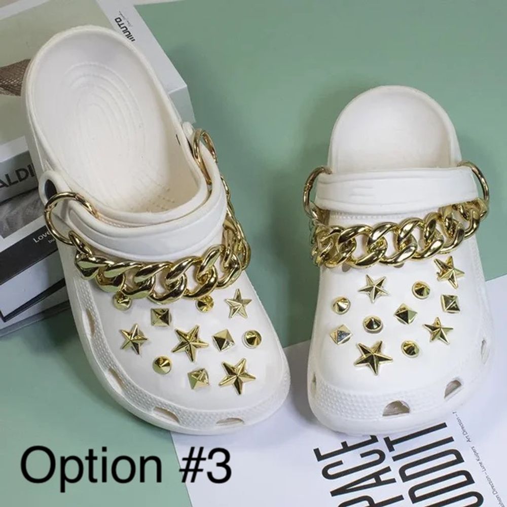 Fashion Metal Rivet Hole Shoe Charms Designer Vintage Clogs Accessories