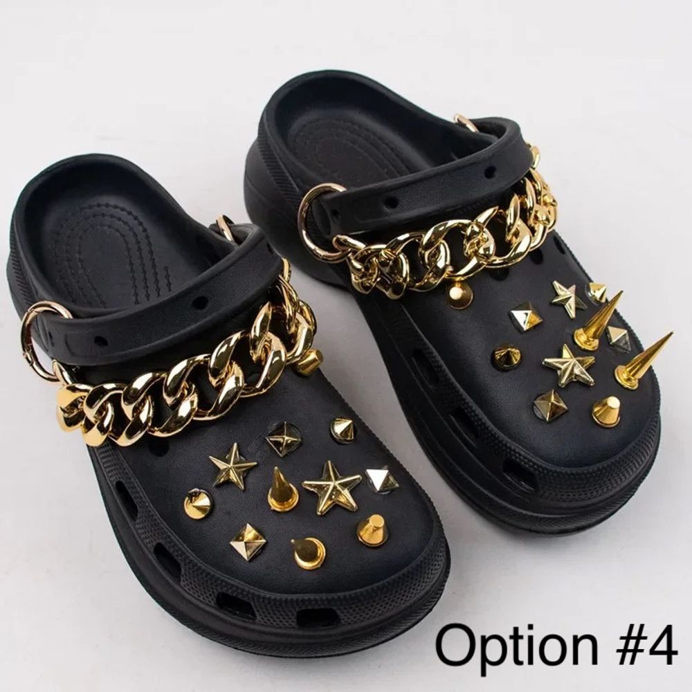 Fashion Metal Rivet Hole Shoe Charms Designer Vintage Clogs Accessories