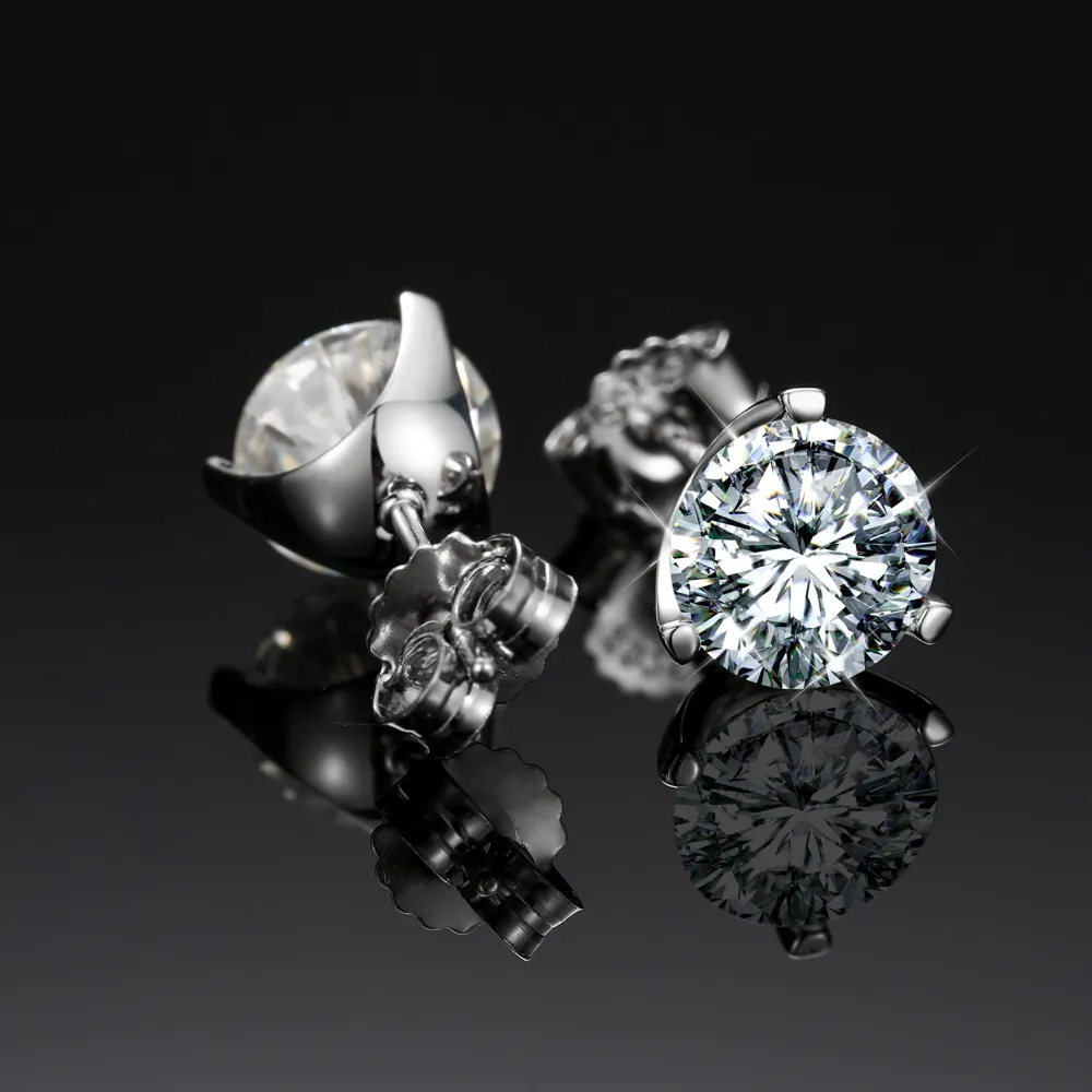 Real 1.5 Carat Moissanite 925 Silver Stud Earrings 