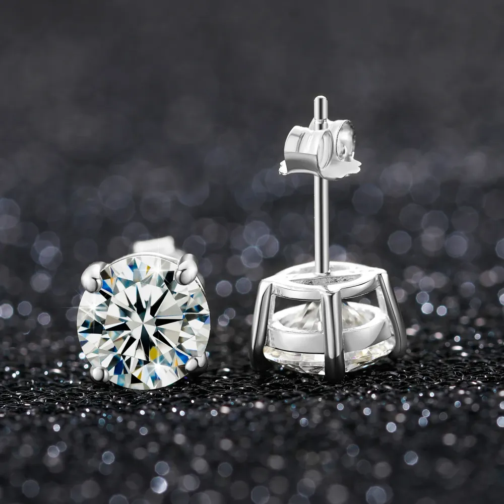 1ct Unisex 925 Sterling Silver VVS Moissanite Stud Earrings