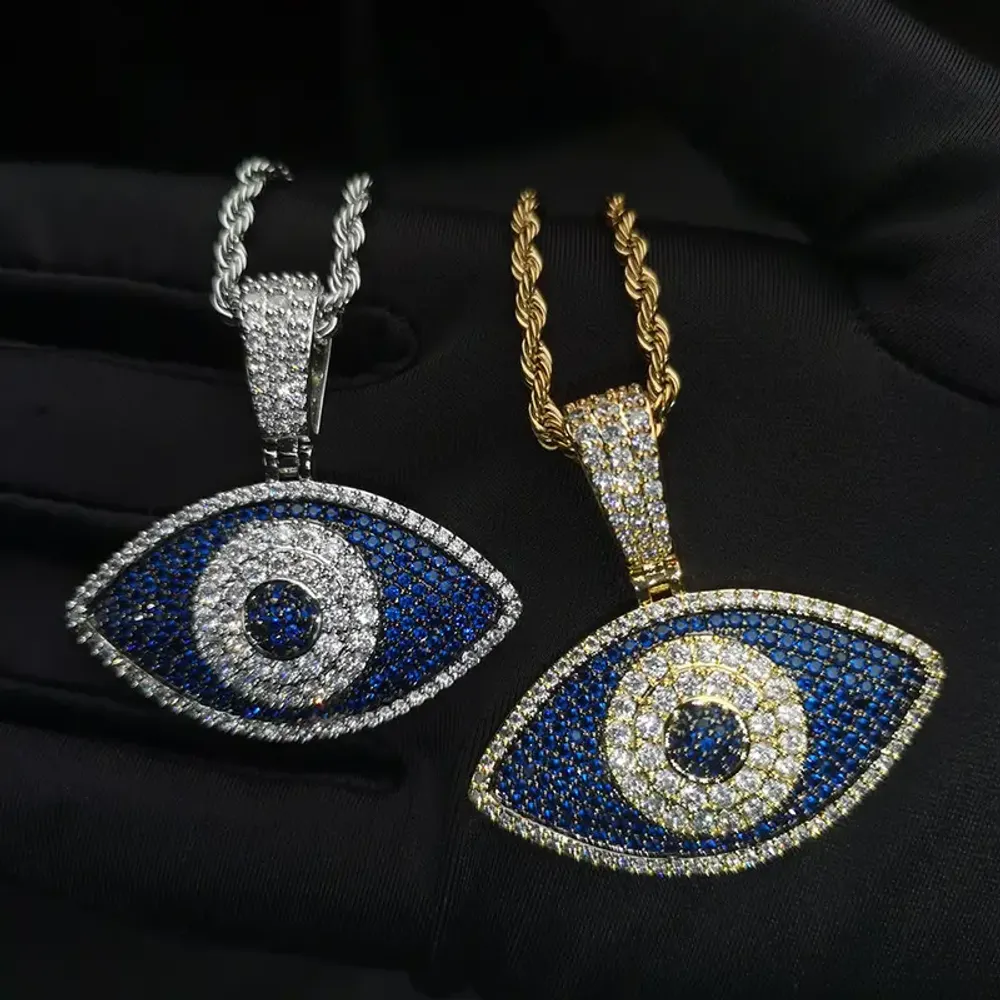 All Seeing Eye Iced Out Pendant with Rope Chain