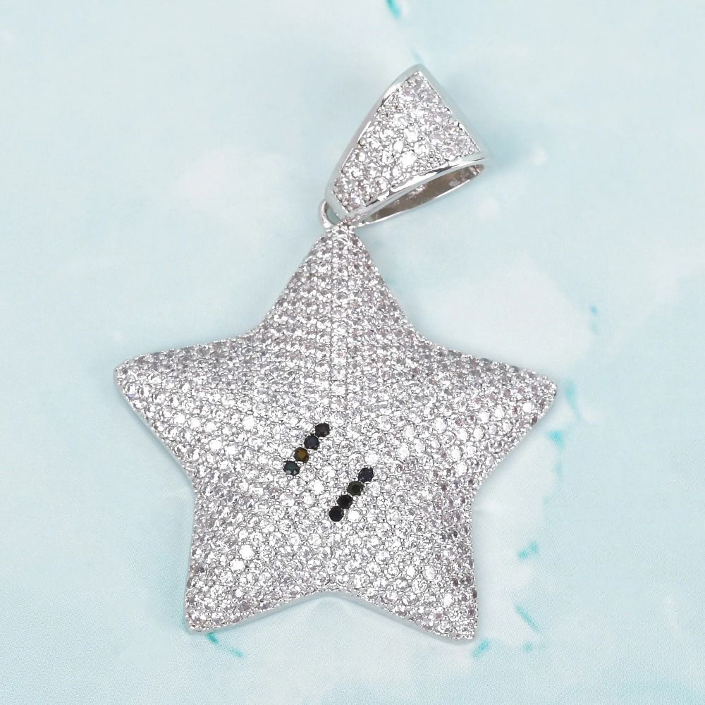 Gold Cubic Zircon Star Pendant Necklace Charms for Men's Hip Hop Cartoon Jewelry