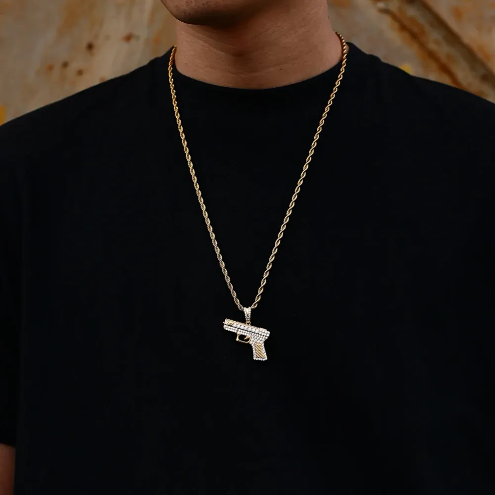 Real 925 Sterling Silver Iced Out Pendant with Rope Chain